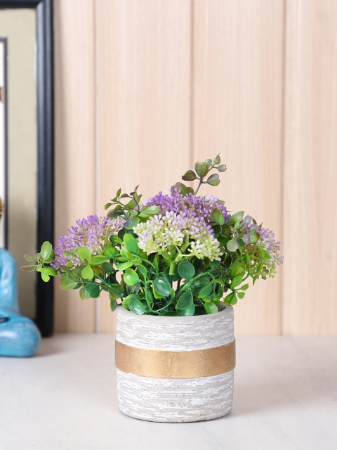 

TAYHAA Green & Lavender Leafy House Plant with Pot