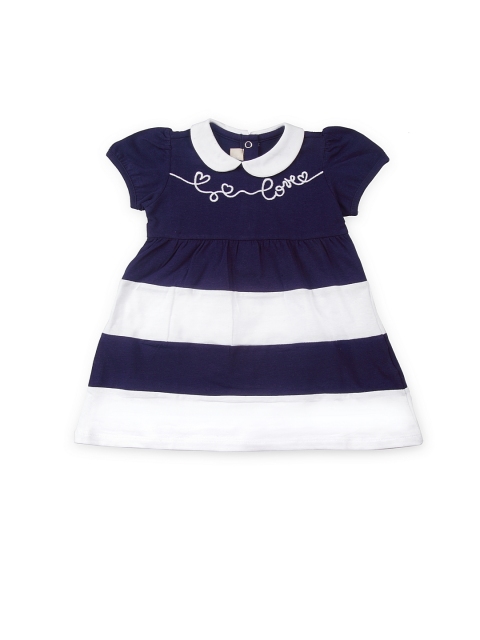 

Chicco Girls Navy Blue & White Striped A-Line Dress