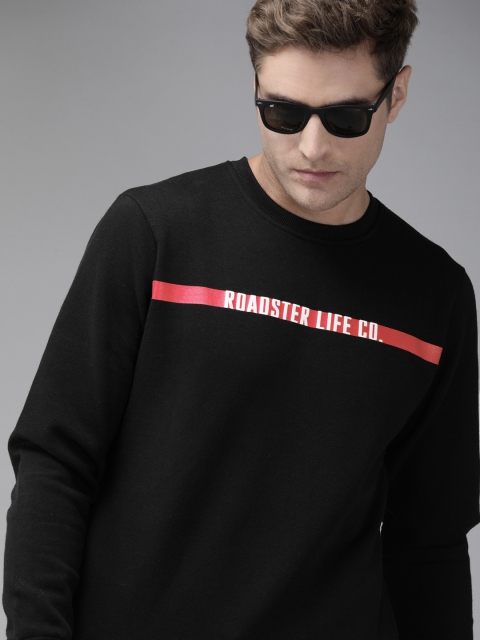 

Roadster Men Black Printed Pullover Sweatshirt