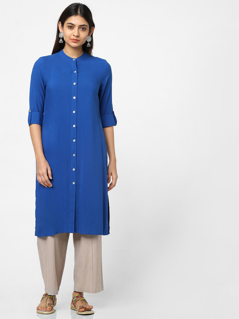 

Naari Women Blue Printed Straight Kurta