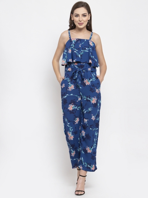 

Jompers Women Blue Printed Basic Jumpsuit