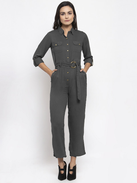 

Jompers Women Grey Solid Basic Jumpsuit