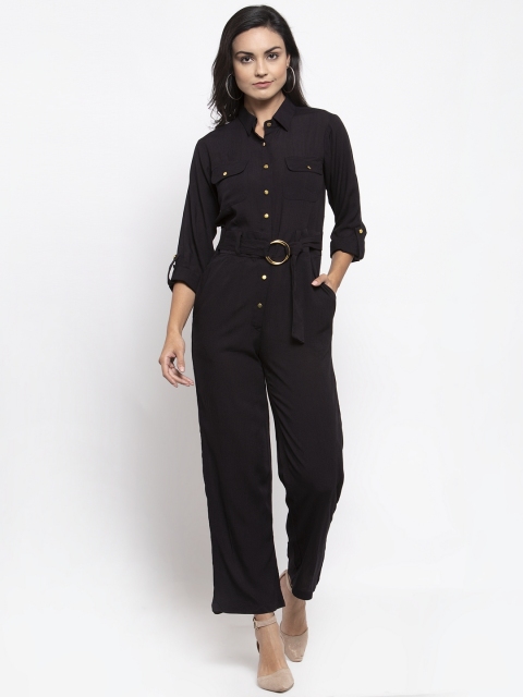 

Jompers Women Black Solid Basic Jumpsuit