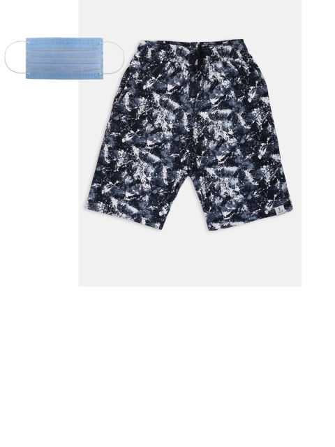 

Lil Tomatoes Boys Navy Blue Printed Regular Shorts with Mask