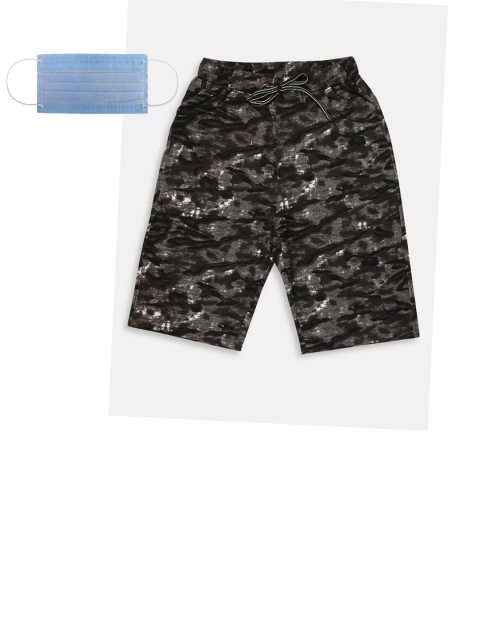 

Lil Tomatoes Boys Black Camouflage Regular Fit Shorts