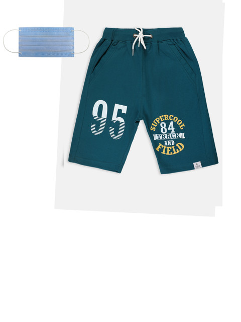 

Lil Tomatoes Boys Green Solid Regular Fit Regular Shorts