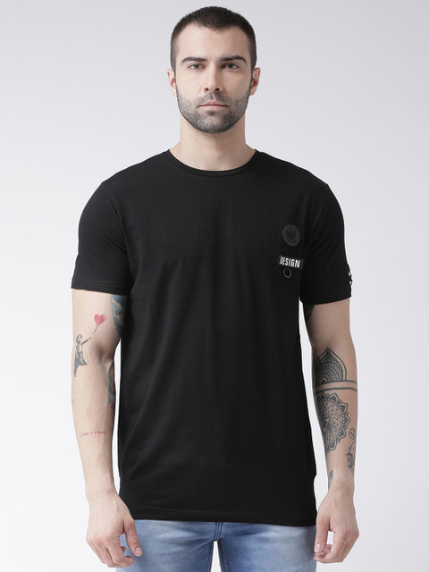 

Rex Straut Jeans Men Black Printed Round Neck T-shirt