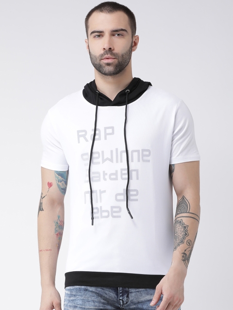 

Rex Straut Jeans Men White Printed Hooded T-shirt