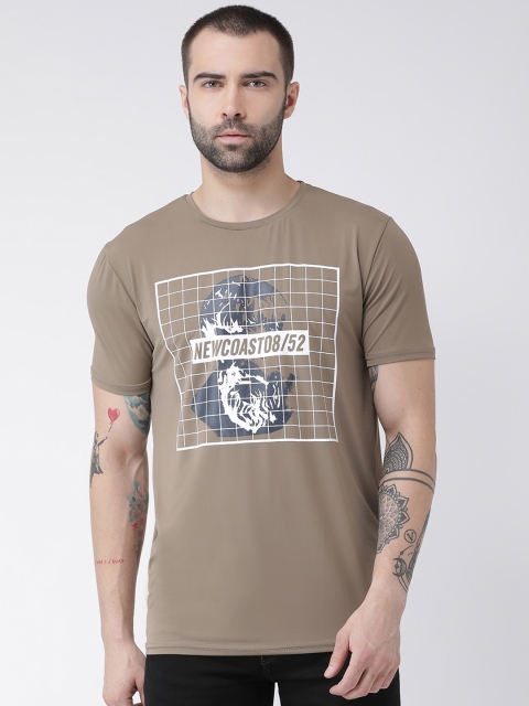 

Rex Straut Jeans Men Khaki & Off-White Printed Round Neck T-shirt
