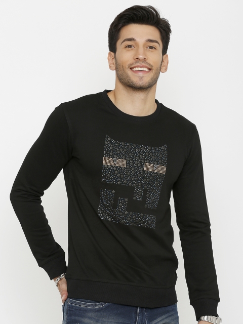 

Rex Straut Jeans Men Black Embellished Sweatshirt