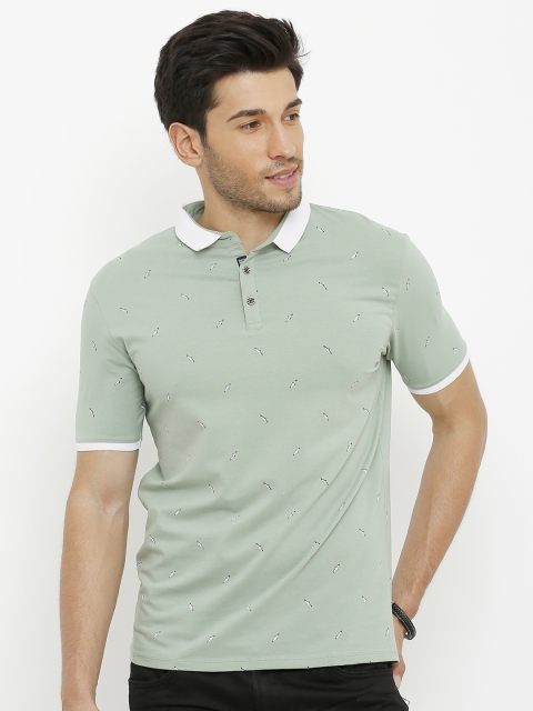 

Rex Straut Jeans Men Green Solid Polo Collar Slim Fit T-shirt