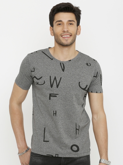 

Rex Straut Jeans Men Grey Printed Round Neck T-shirt