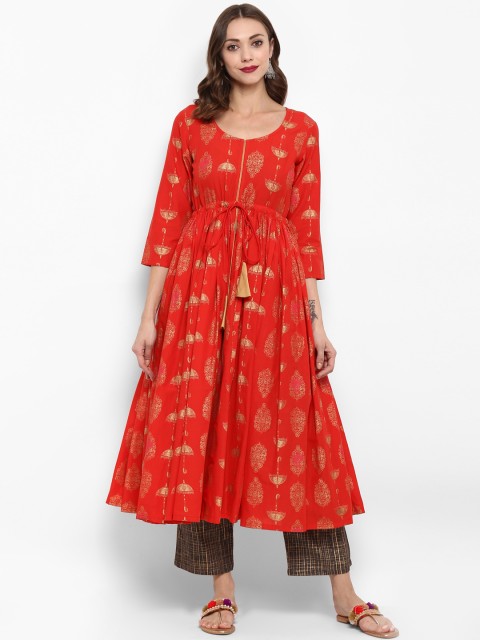 

Fashion String Women Red & Brown Printed Kurta with Palazzos