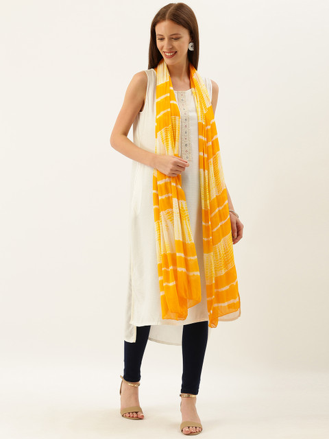 

Shaily Yellow & Off-White Shibori Dyed Dupatta