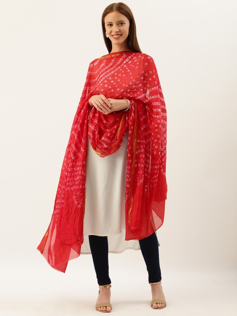

Shaily Red & White Bandhani Printed Dupatta