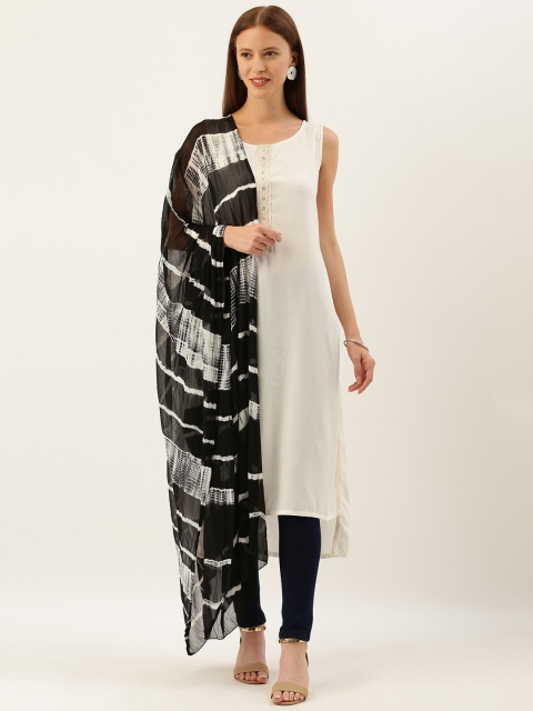 

Shaily Black & White Dyed Dupatta