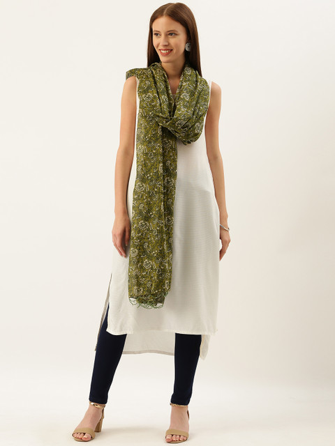 

Shaily Green & Beige Printed Dupatta