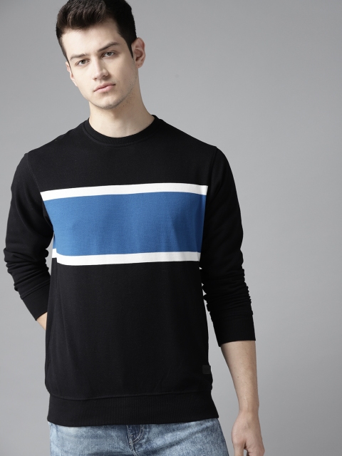 

Roadster Men Black & Blue Colourblocked Sweatshirt