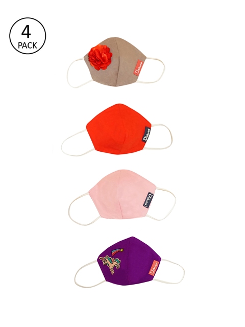 

DChica Girls Assorted 4 Pcs 2-Ply Outdoor Face Masks, Red
