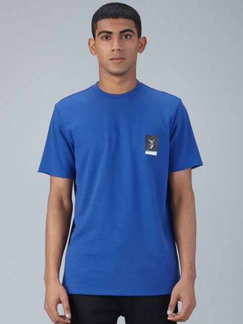 

Bhaane Unisex Blue Printed Round Neck T-shirt