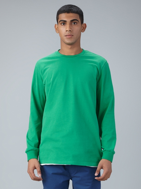 

Bhaane Unisex Green Solid Round Neck T-shirt