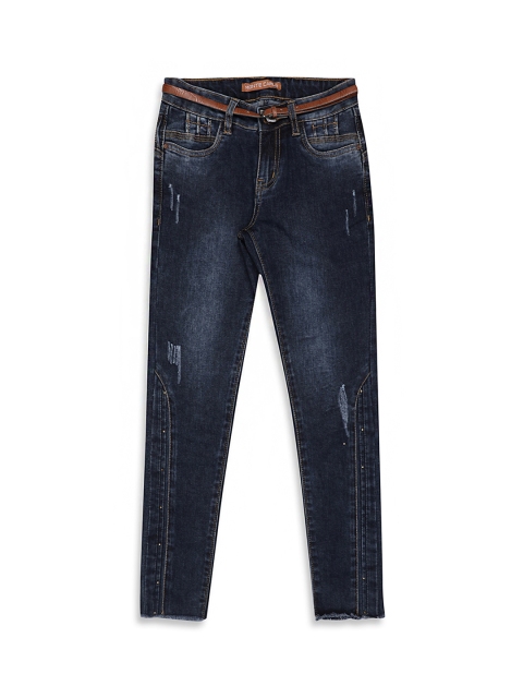 

Monte Carlo Girls Navy Blue Slim Fit Mid-Rise Low Distress Jeans