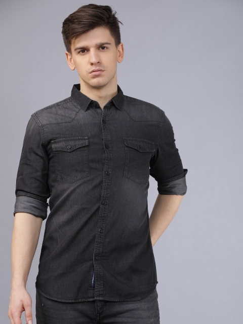 

Horsefly Men Black Slim Fit Faded Casual Shirt