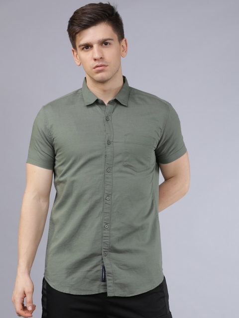 

Horsefly Men Green Slim Fit Solid Casual Shirt