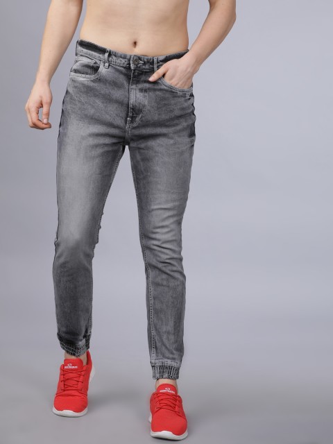 

Horsefly Men Grey Slim Fit Mid-Rise Clean Look Stretchable Jogger Jeans