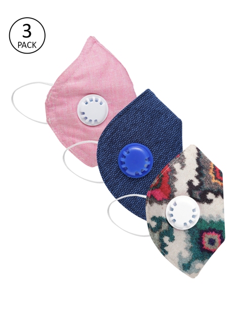 

AUDSTRO Unisex 3 Pcs 5-Ply Fashion Masks With Valve, Multi