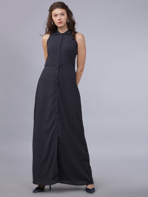 

Mumbai Slang Chic Women Navy Blue Solid Maxi Dress