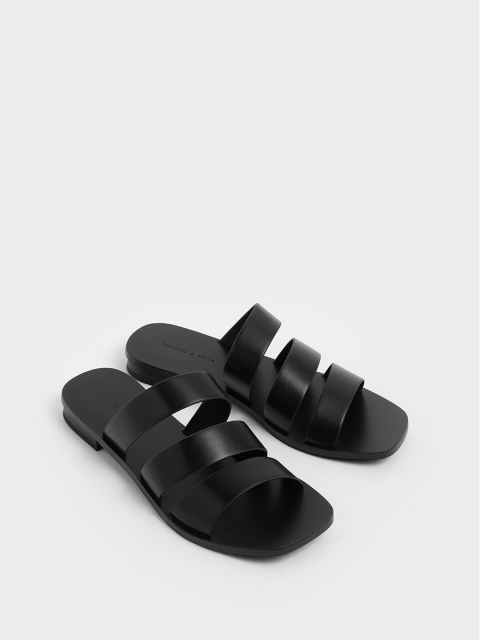 

CHARLES & KEITH Women Black Solid Open Toe Flats