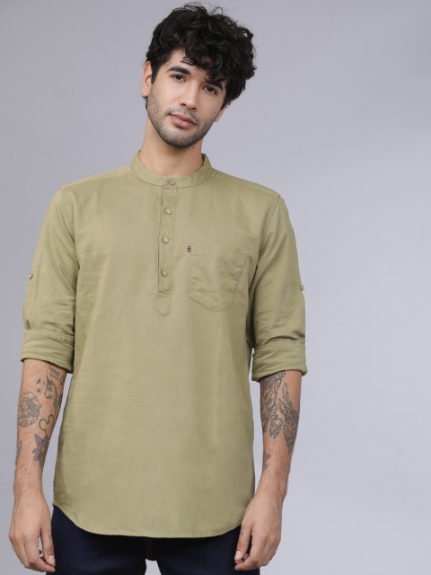 

Horsefly Men Olive Green Slim Fit Solid Casual Shirt