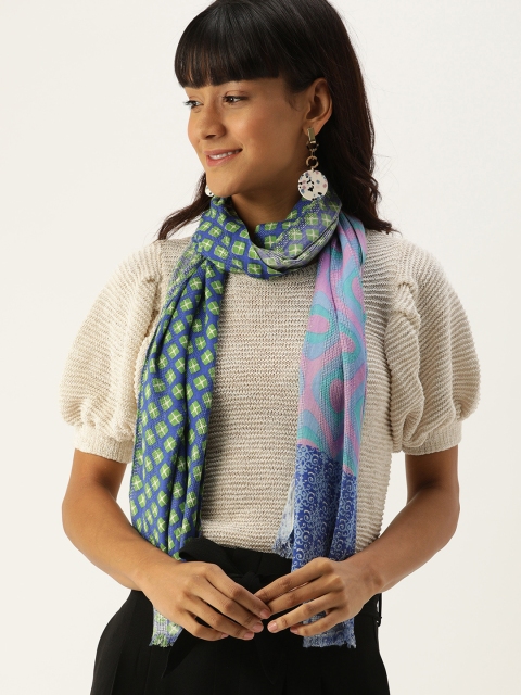 

DressBerry Women Fluorescent Green & Navy Blue Printed Scarf