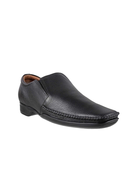 

Mochi Men Black Leather Solid Formal Slip-Ons
