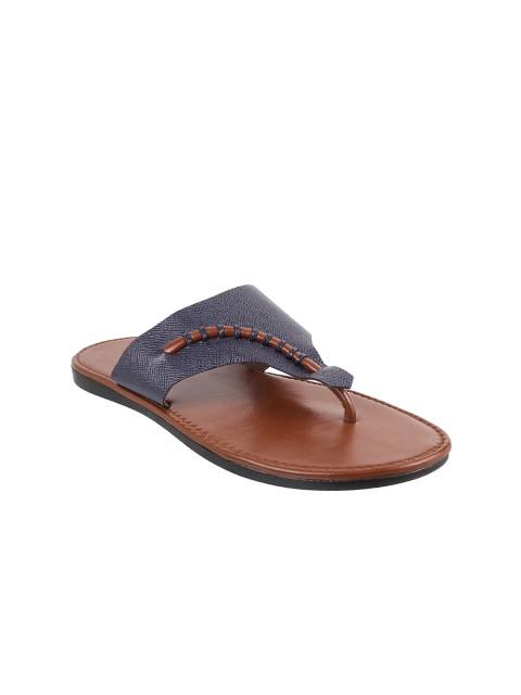 

Mochi Men Navy Blue Textured Leather Comfort Sandals