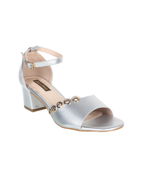 

Flat n Heels Women Silver-Toned Solid Block Heels