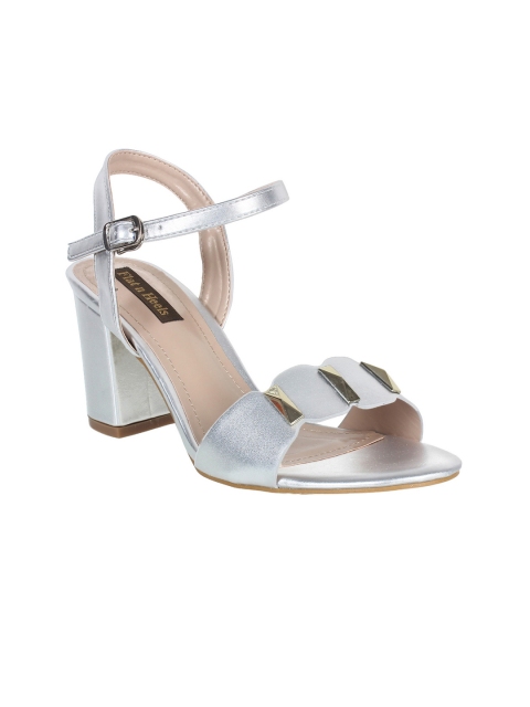 

Flat n Heels Women Silver-Toned Embellished Block Heels