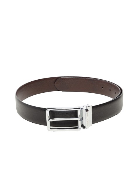 

Carlton London Men Black Textured Reversible Leather Belt