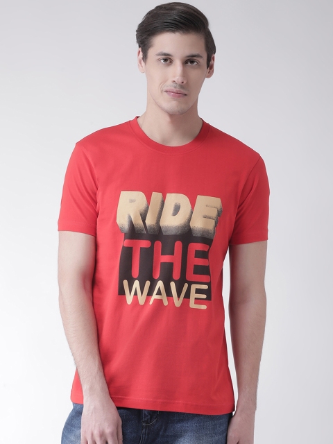 

Club York Men Red Printed Round Neck T-shirt