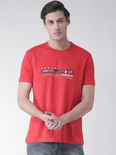 

Club York Men Red Printed Round Neck T-shirt