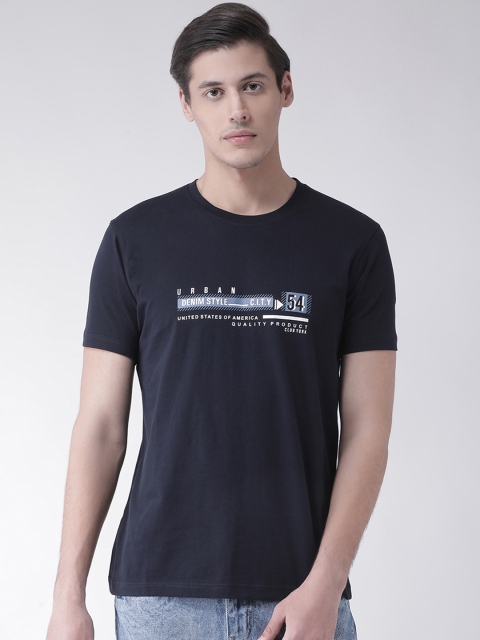 

Club York Men Navy Blue Printed Round Neck T-shirt