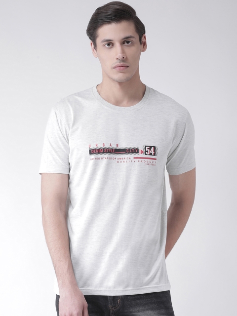 

Club York Men Grey Melange Printed Round Neck T-shirt