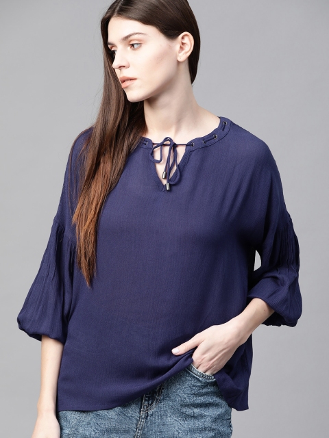 

Roadster Women Navy Blue Solid Top