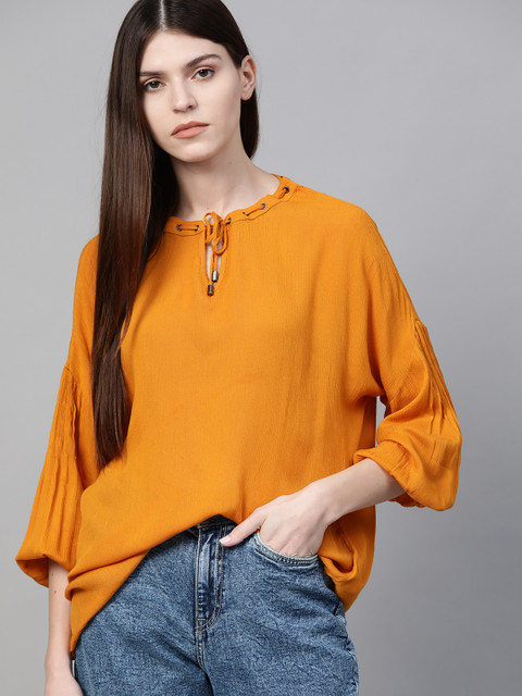 

Roadster Women Mustard Yellow Solid Top