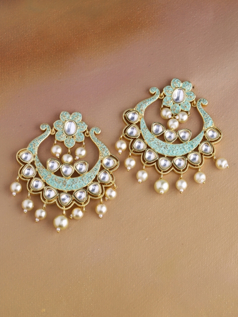 

Imittire Green & Gold-Toned Floral Chandbalis