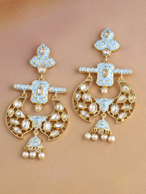 

Imittire Turquoise Blue & Gold-Toned Classic Drop Earrings