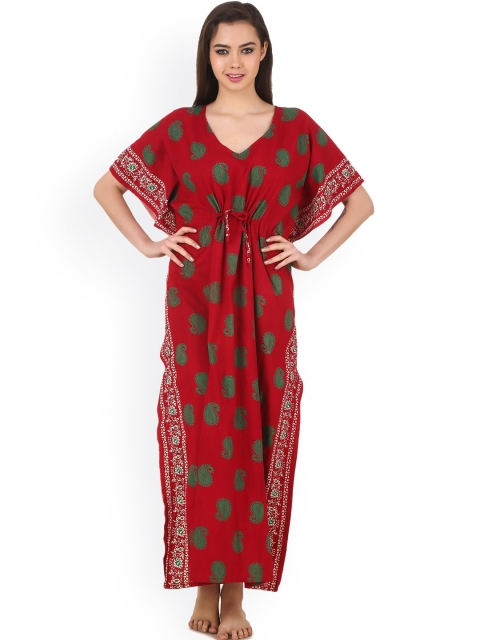 

Masha Red Paisley Print Maxi Nightdress NT-A65-609