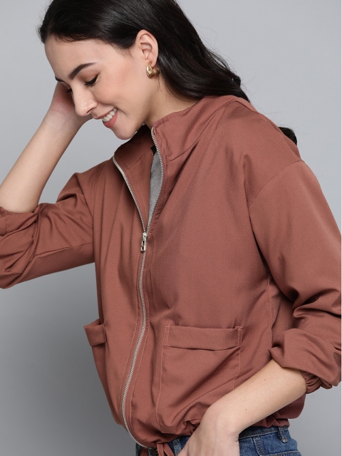 

Mast & Harbour Women Dusty Pink Self Design Tailored Jacket