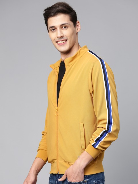 

Mast & Harbour Men Mustard Yellow Solid Bomber Jacket